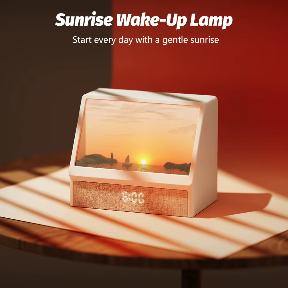 Bluetooth Sunrise Alarm Clock Table Light White Noise Wake up Light with 12 Sounds Dimmable Sleep Clock for Adults Kids Bedroom