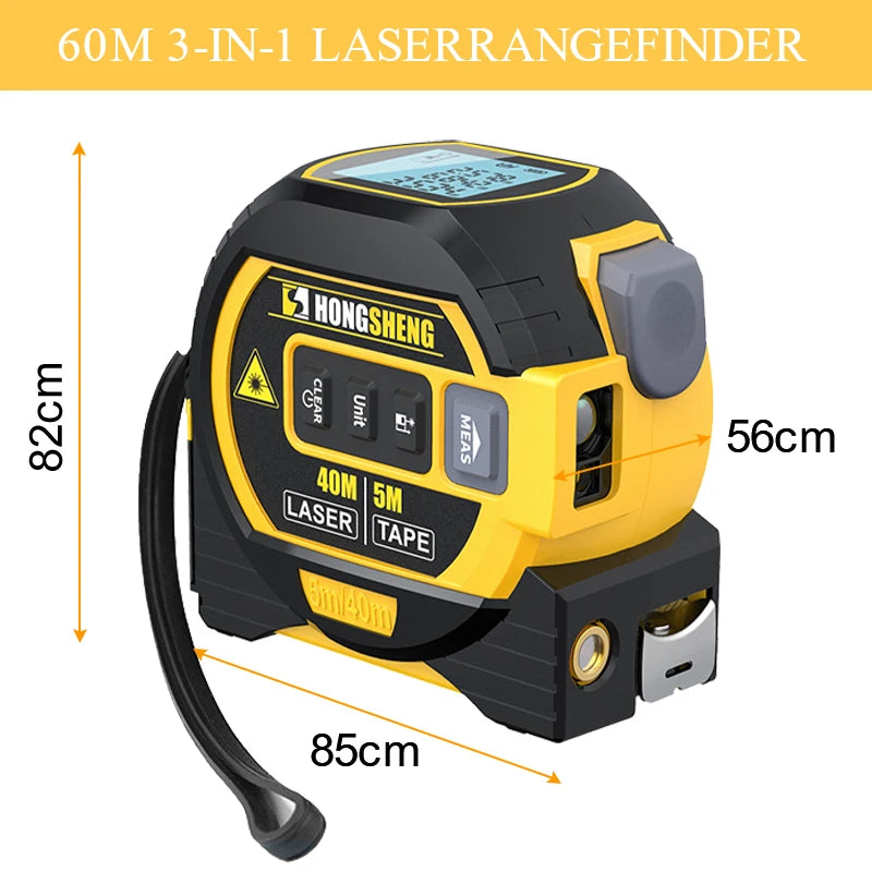 3 in 1 Laser Tape Measure Meter Infrared High-Precision Intelligent Electronic Ruler 40/60M Laser Tape Building Distance Meters