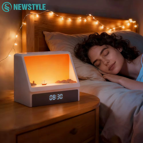 Bluetooth Sunrise Alarm Clock Table Light White Noise Wake up Light with 12 Sounds Dimmable Sleep Clock for Adults Kids Bedroom