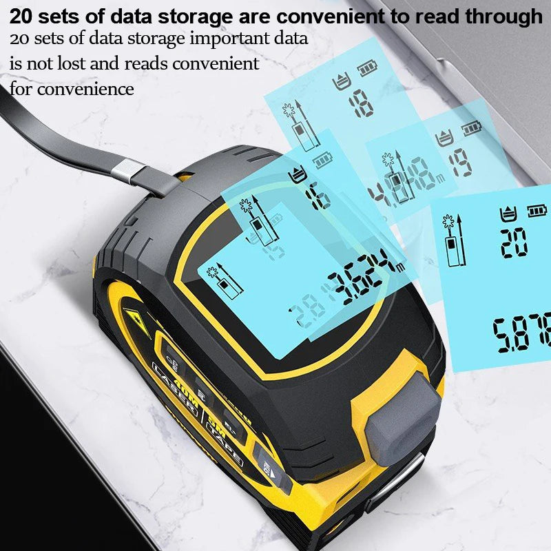 3 in 1 Laser Tape Measure Meter Infrared High-Precision Intelligent Electronic Ruler 40/60M Laser Tape Building Distance Meters