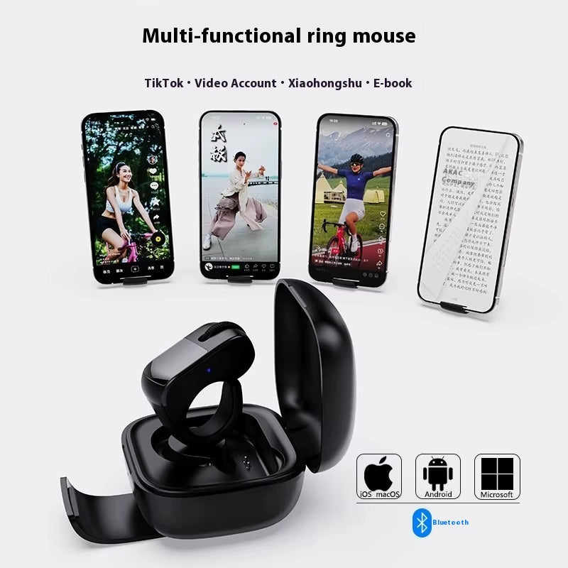 Ring Mouse Mini Light Weight Bluetooth 2.4G Dual-Mode Rechargeable Wide Compatible Remote Control Selfie Scan Short Video Speech